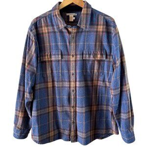 Carbon2Cobalt Blue Plaid Flannel Button Up Shirt Cotton Blend Men's Size XL